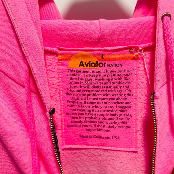 Aviator Nation NWT women’s hot pink Bolt & Heart zip hoodie in Large - Picture 11 of 13